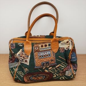 Vintage-inspired Green and Brown Handbag Gambling theme
